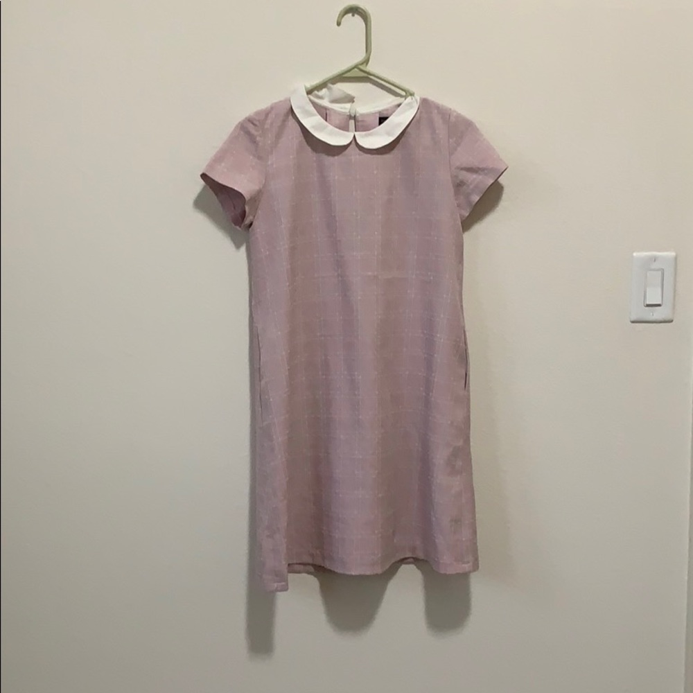 Peter Pan collar pink checked dress